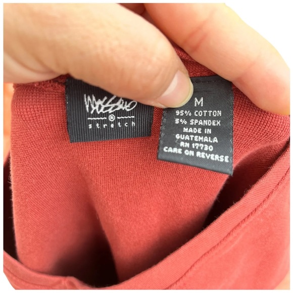 Vintage Mossimo Stretch Shirt Women’s M Orange V-Neck 3/4 Sleeves Sweatshirt szM - Picture 7 of 12